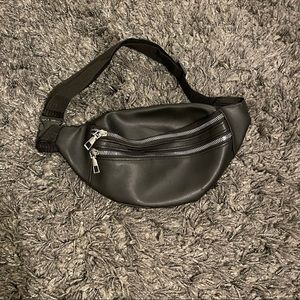 black leather fanny pack